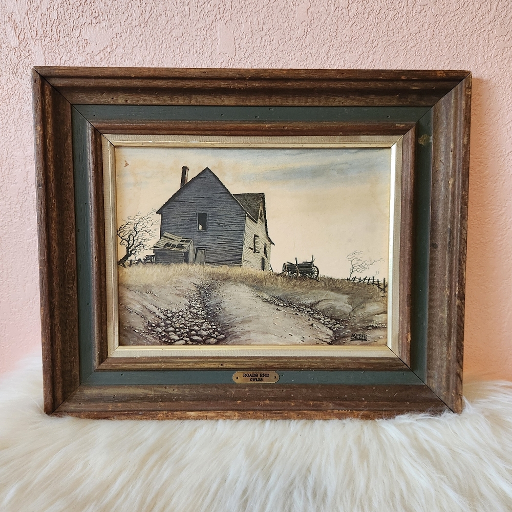 Vintage Roads End By Alfred Owles Rustic Farmhouse Framed Wall Art